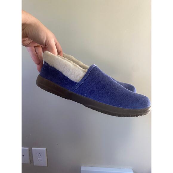 Vionic Slippers Blue Velvet Cozy Collar Clare/Faux Fur Slip On Women's Size 7 - Picture 1 of 7